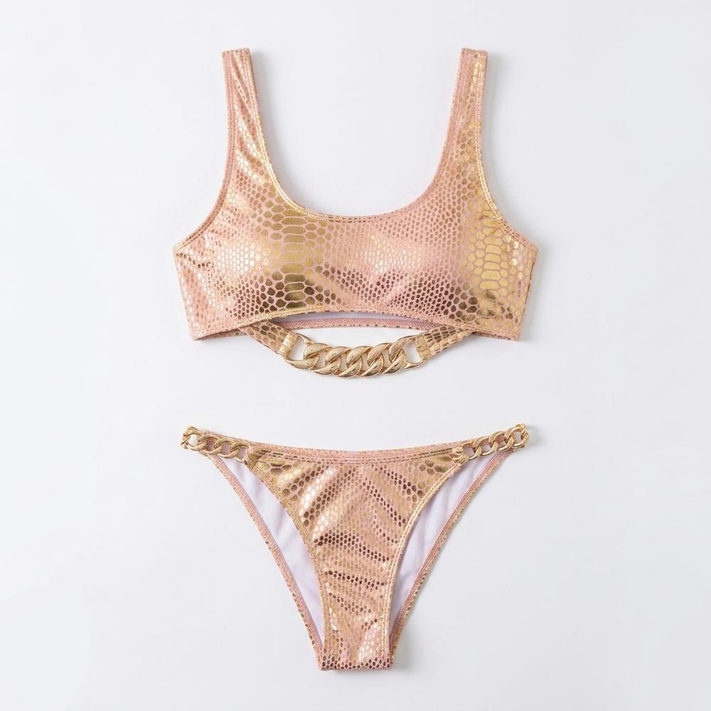 Goldenbergh - Yoser | Metallic Chain-Detail Bikini Set Women