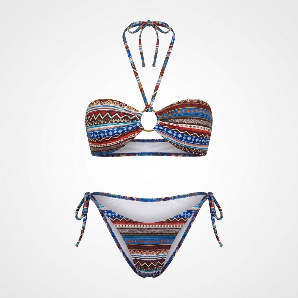 Goldenbergh - Rikar | Patterned Halter-Neck Bikini Set Women