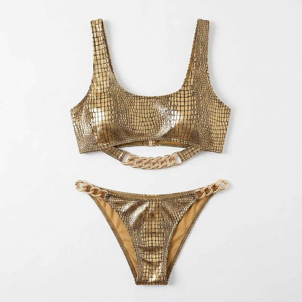 Goldenbergh - Yoser | Metallic Chain-Detail Bikini Set Women