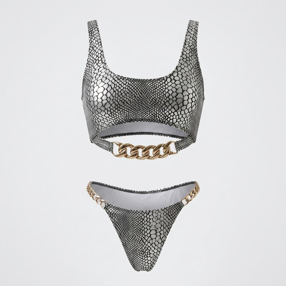 Goldenbergh - Yoser | Metallic Chain-Detail Bikini Set Women