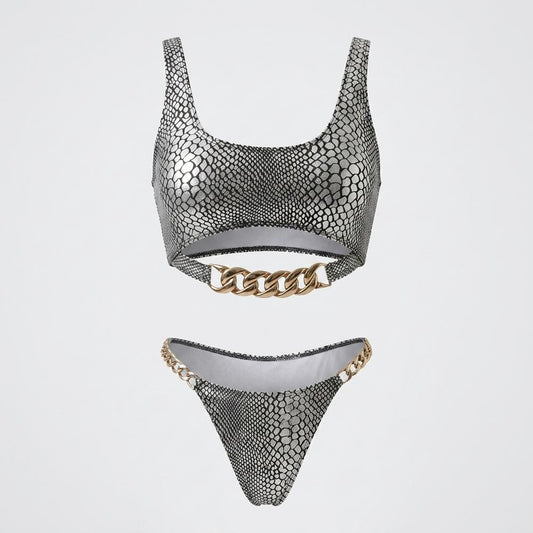Goldenbergh - Yoser | Metallic Chain-Detail Bikini Set Women